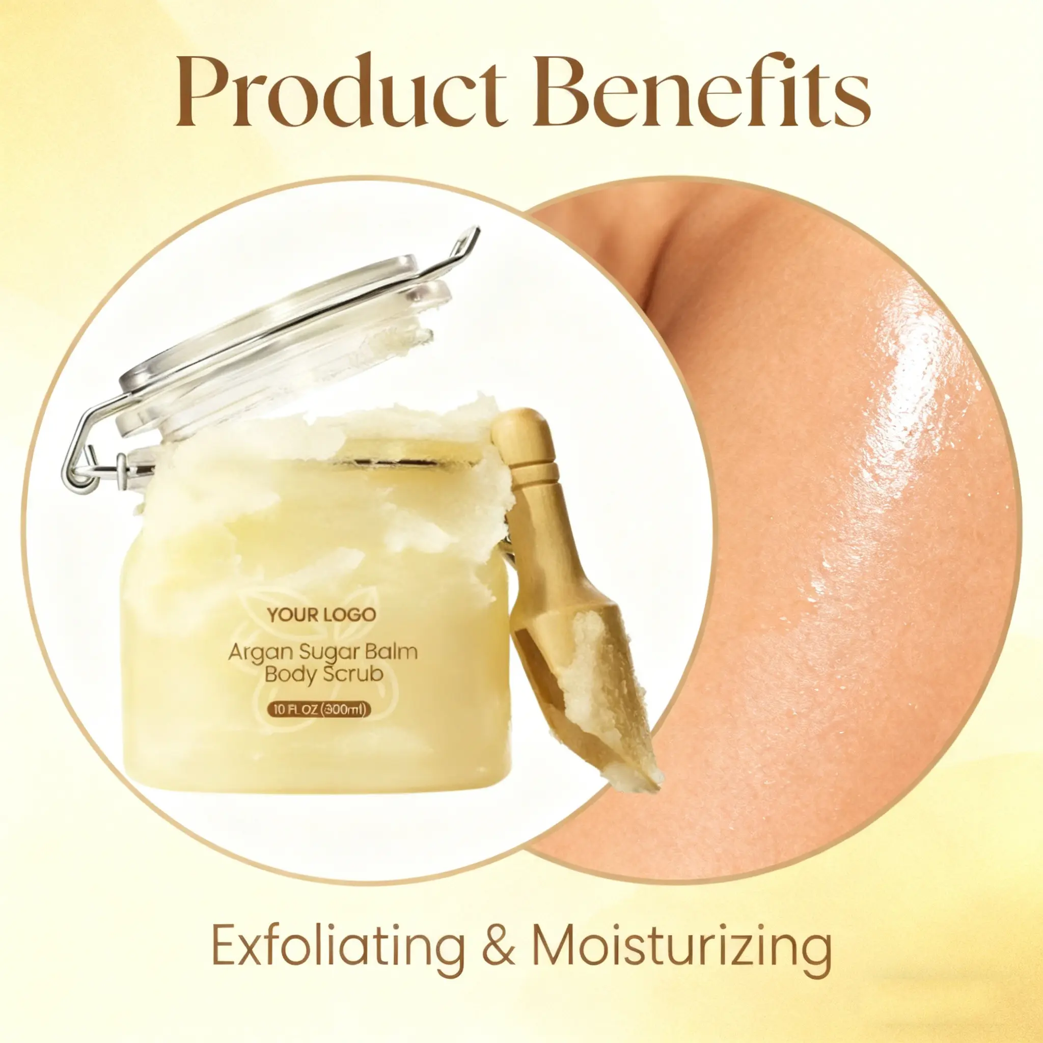 OEM ODM Moroccan Nut Sugar Fragrance Body Scrub Cruelty Free Exfoliating Sea Salt Smoothing Brightening