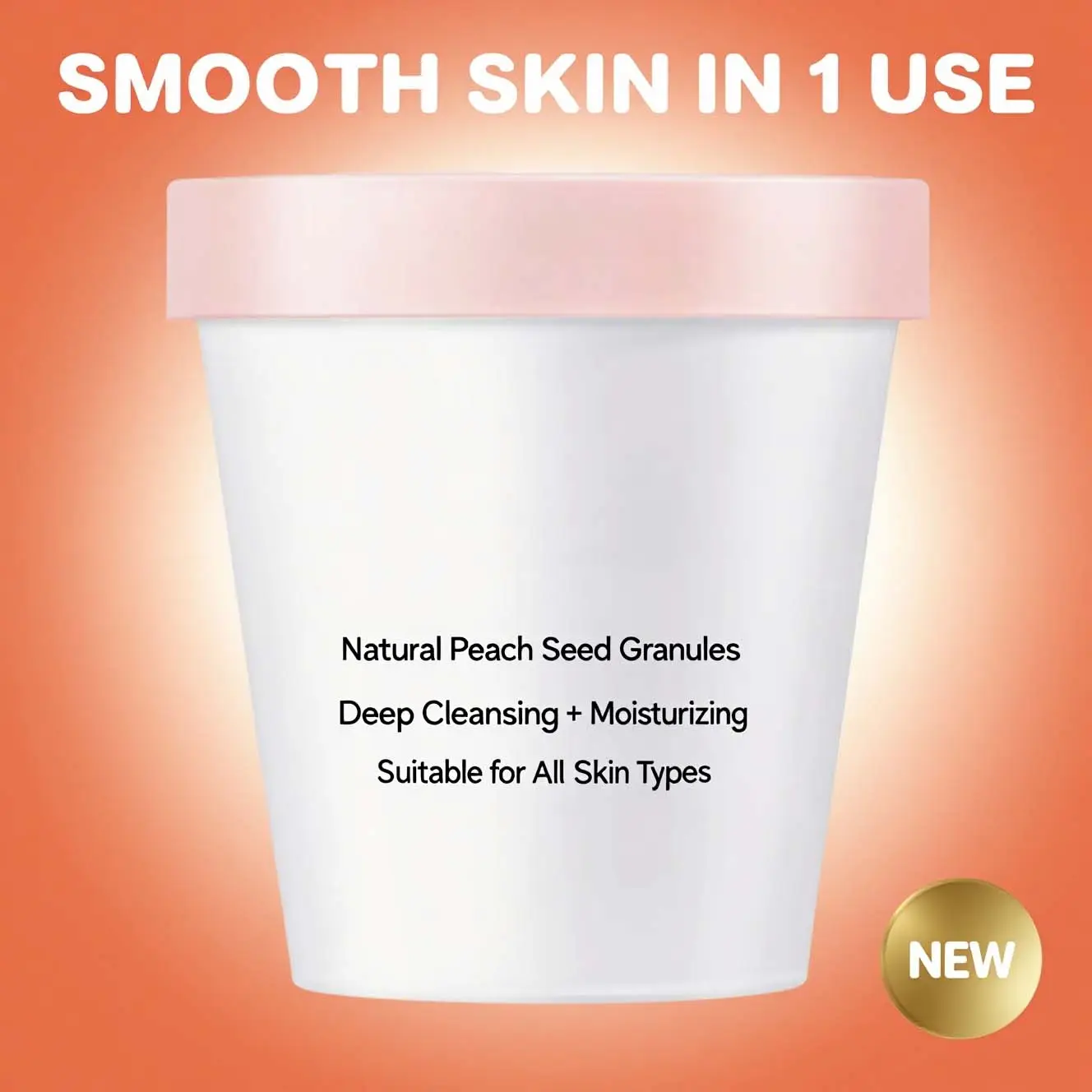 Peach & Shea Butter Body Scrub Cream Deep Moisturizing Exfoliator for Dry Skin Revival