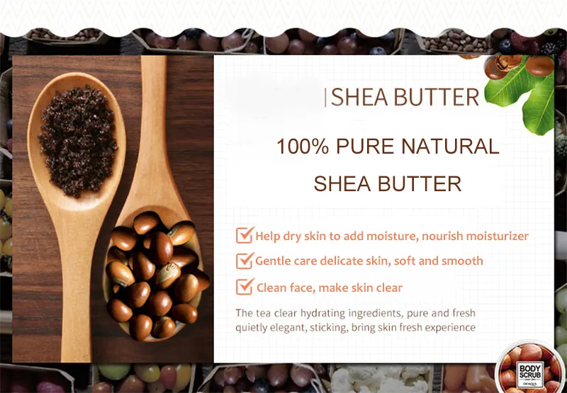 OEM 100% Pure Natural Shea Butter Shea Sugar Hydrating and Exfoliating Body Scrub