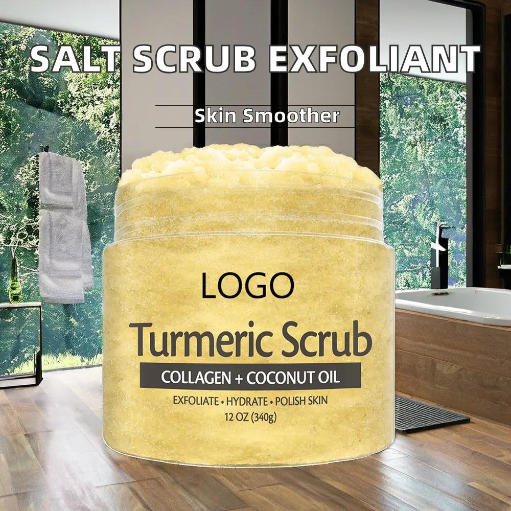Organic Salt Scrub Face Foot & Body Exfoliator Vitamin C Infused with Collagen and Stem Cell Natural Whitening Cream