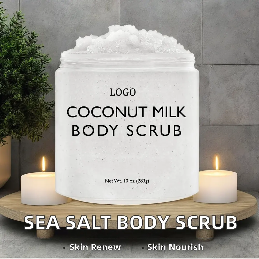 Organic Dead Sea Salt & Coconut Milk Body Scrub Creamy Mud Exfoliating Removing Dead Skin Whitening Feature Adults OEM Skin Care