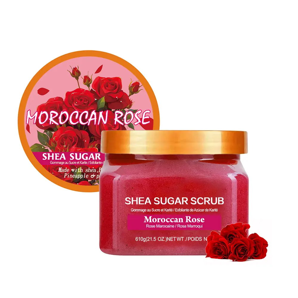 100% Pure Natural Shea Butter Body Scrub OEM Exfoliating Cream for Massage Whitening and Vitamin C Ingredients