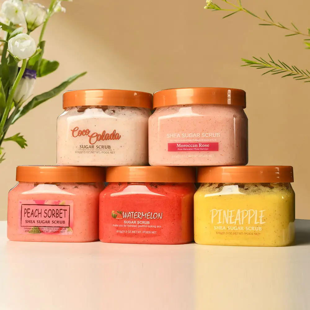 100% Pure Natural Shea Butter Body Scrub OEM Exfoliating Cream for Massage Whitening and Vitamin C Ingredients