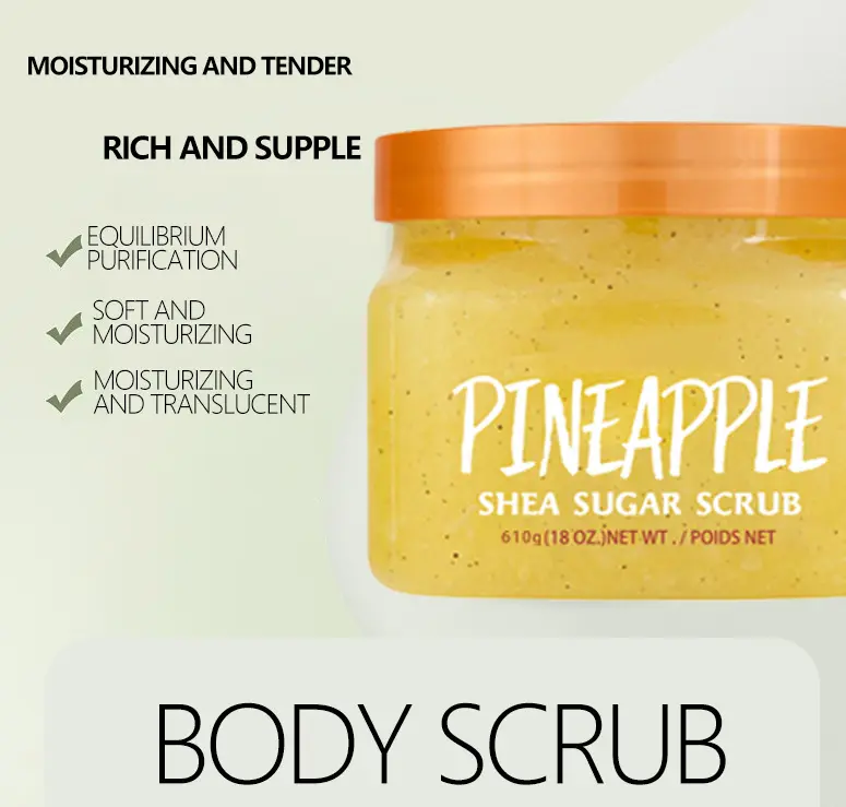 100% Pure Natural Shea Butter Body Scrub OEM Exfoliating Cream for Massage Whitening and Vitamin C Ingredients