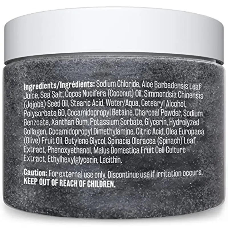 Private Label Customization Charcoal Exfoliating Body Scrub Polish with Collagen Foaming Whitening Body Wash detail