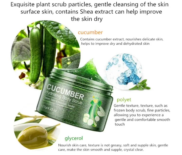 Skin Care Body Scrub Organic Cucumber Hydrating Nourish Face Skin Care Body Scrub