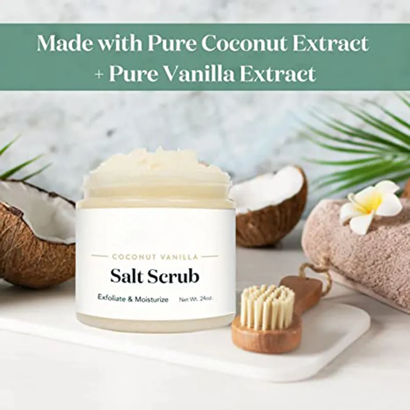 Coconut Vanilla Salt Scrub All Natural Skincare Goodness | Gently Exfoliating Body Scrub Packed With Skin Loving Moisturizers