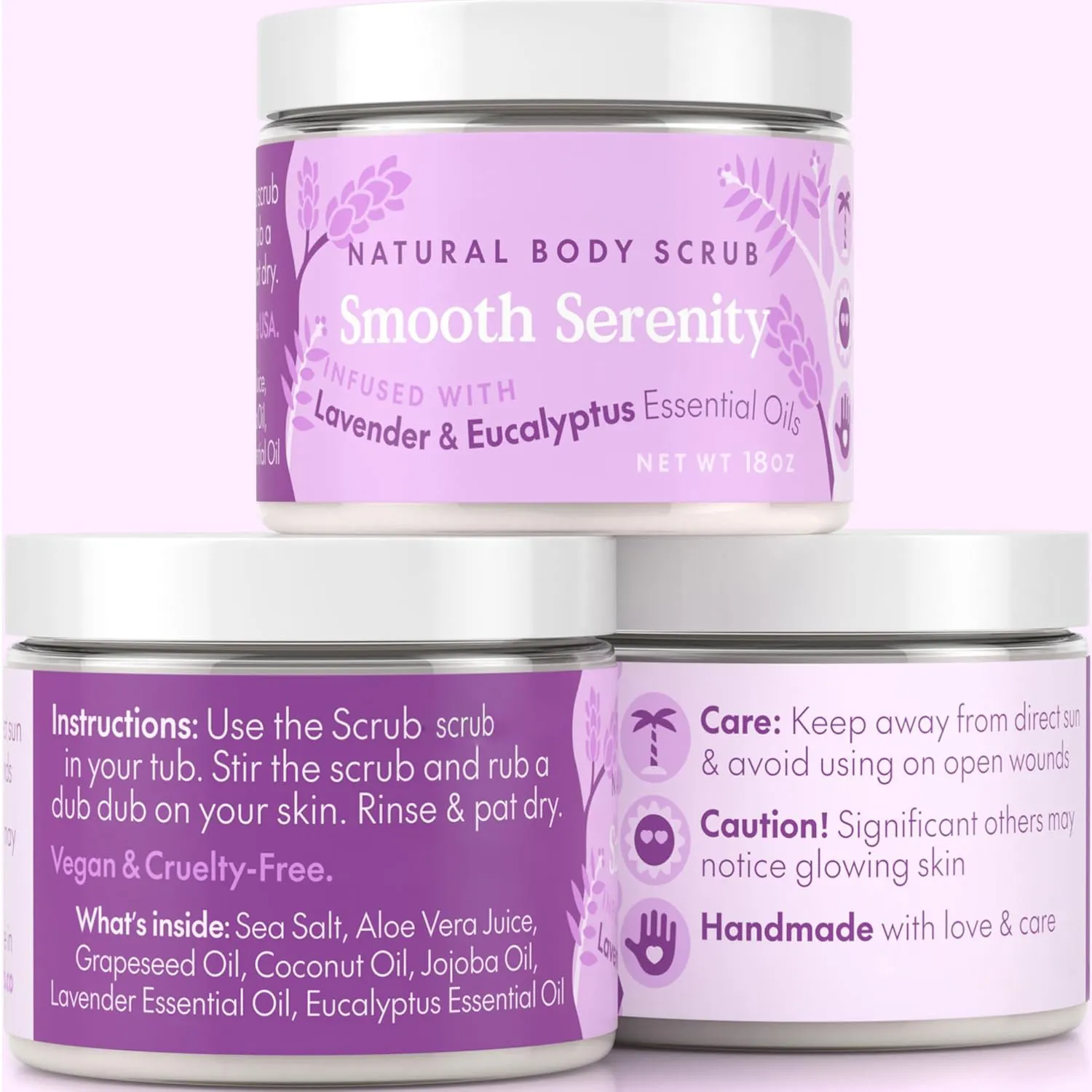 Private Label Natural Organic Lavender Eucalyptus Body Scrub Jars Whitening Brown Salt Scrub Body Exfoliating Mineral Ingredient