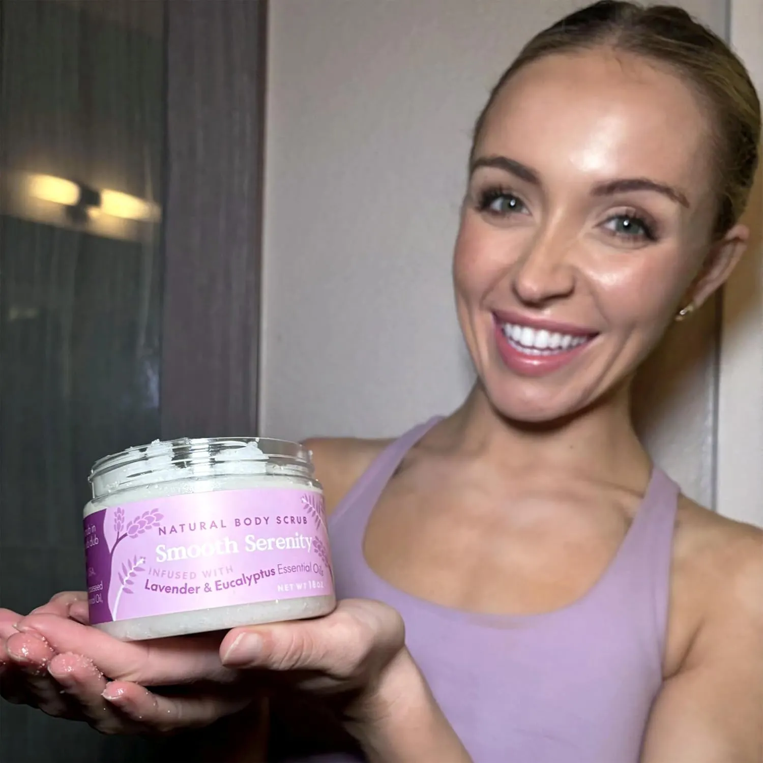 Private Label Natural Organic Lavender Eucalyptus Body Scrub Jars Whitening Brown Salt Scrub Body Exfoliating Mineral Ingredient