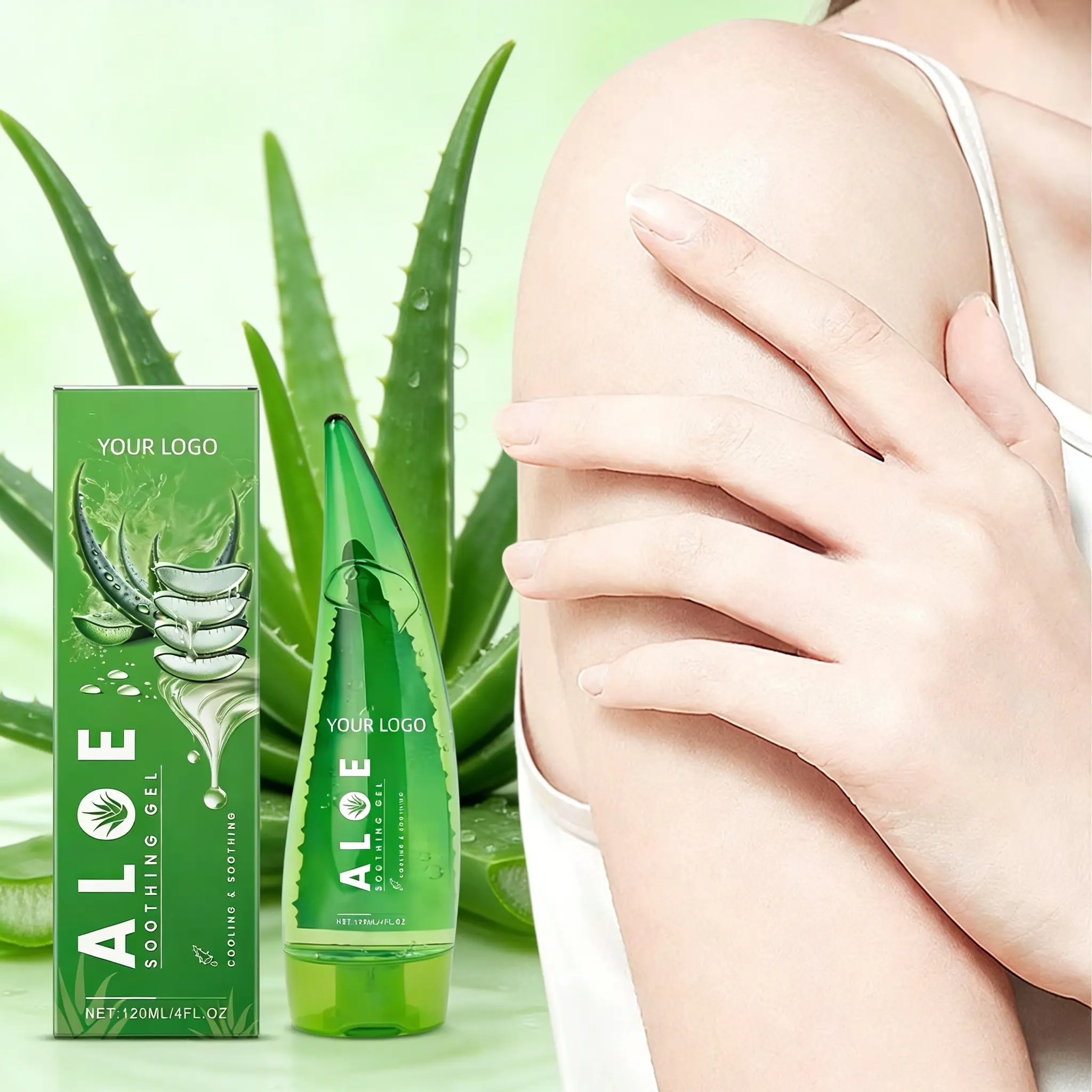 Private Label Aloe Vera Moisturizing Gel Skincare Calms Redness Nourishing Post-sun Repair Aloe Vera Gel Face Care Custom logo