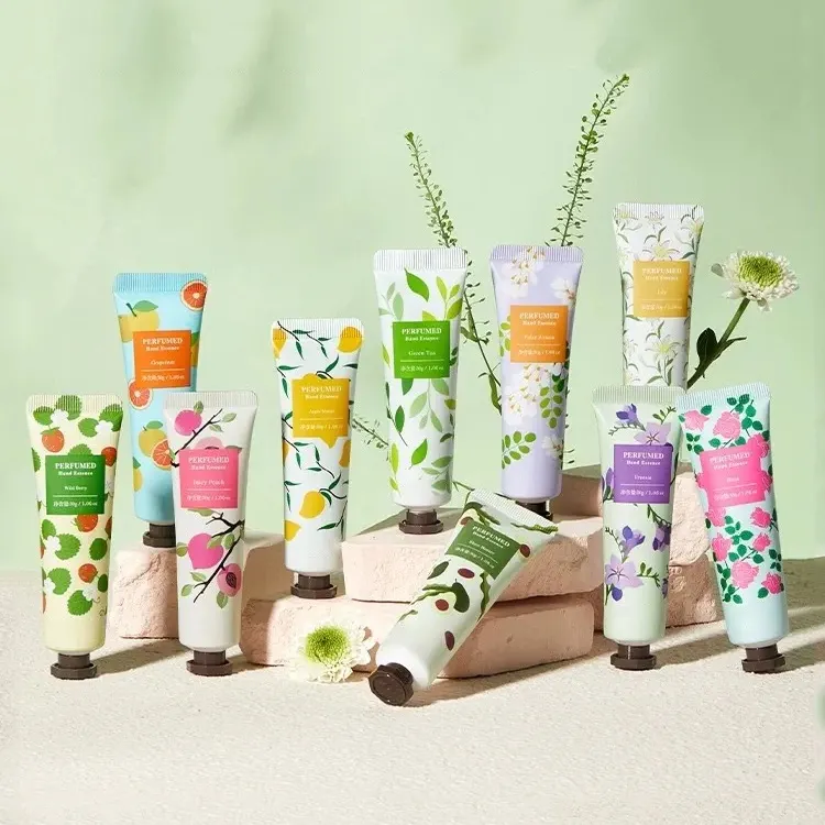 Herbicos Private Label Fruit Hand Lotion Vitamin E Moisturizing Whitening Fruit Fragrance Squeeze Tube Hand Cream Adults 3 Years