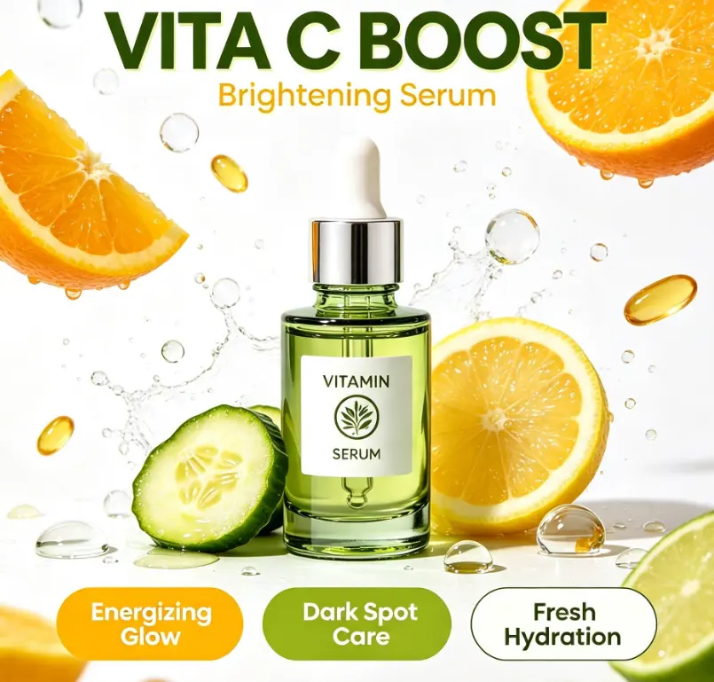 Goodel Lemon Fruit Vitamin C Serum Green Anti-Acne Dark Spot Calming Moisturizer Facial for Perfume Home OBM Skin Care