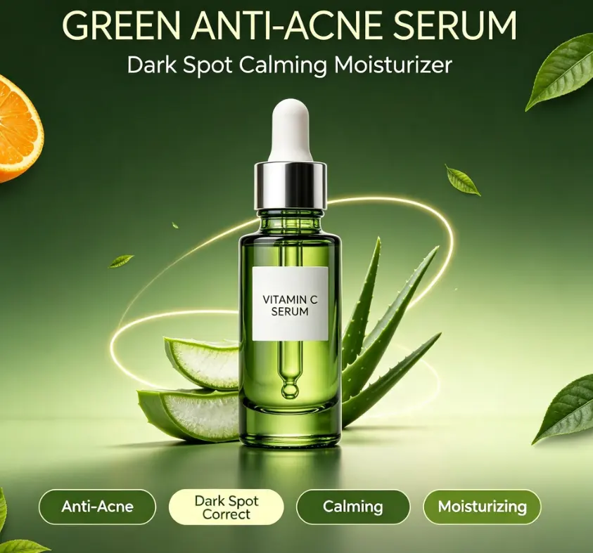 Goodel Lemon Fruit Vitamin C Serum Green Anti-Acne Dark Spot Calming Moisturizer Facial for Perfume Home OBM Skin Care