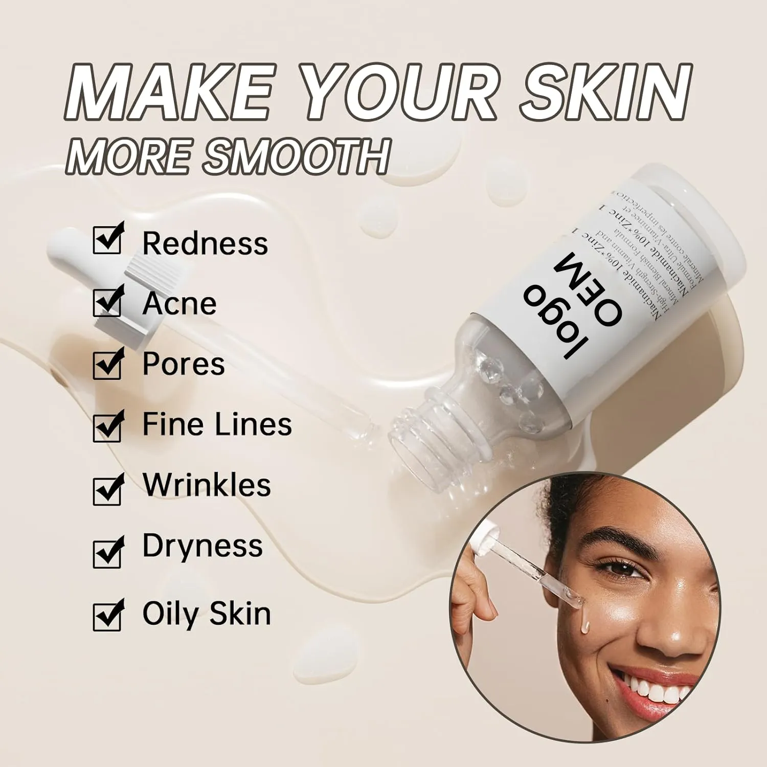 OEM Re Soothe Your Skin with Niacinamide Face Serum 30ml Anti Aging Brightening Fine Lines Wrinkles Firm Skin