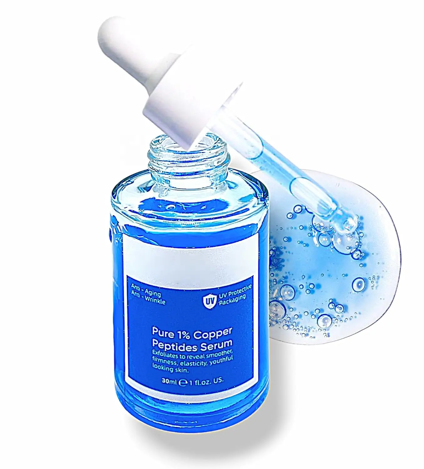 GHK-cu Face Serum Super Peptide Serum Anti-Aging Facial Oil with Copper Tripeptides for Plumping and Firming with Witch Hazel