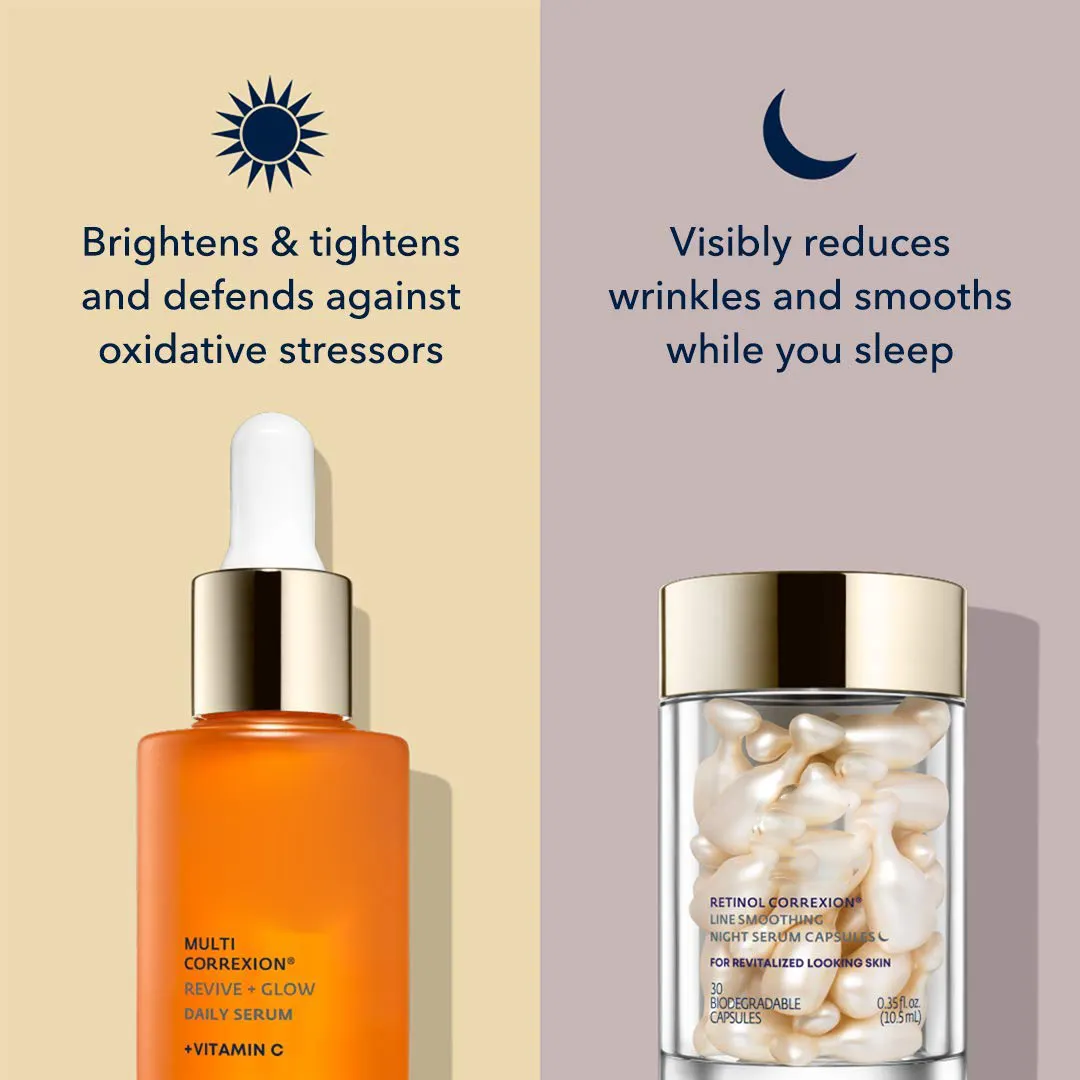 Multi Correxion Revive + Glow 10% Active Vitamin C Serum Daily Face Anti-Aging Wrinkle Treatment Brightening Skin Tone Care