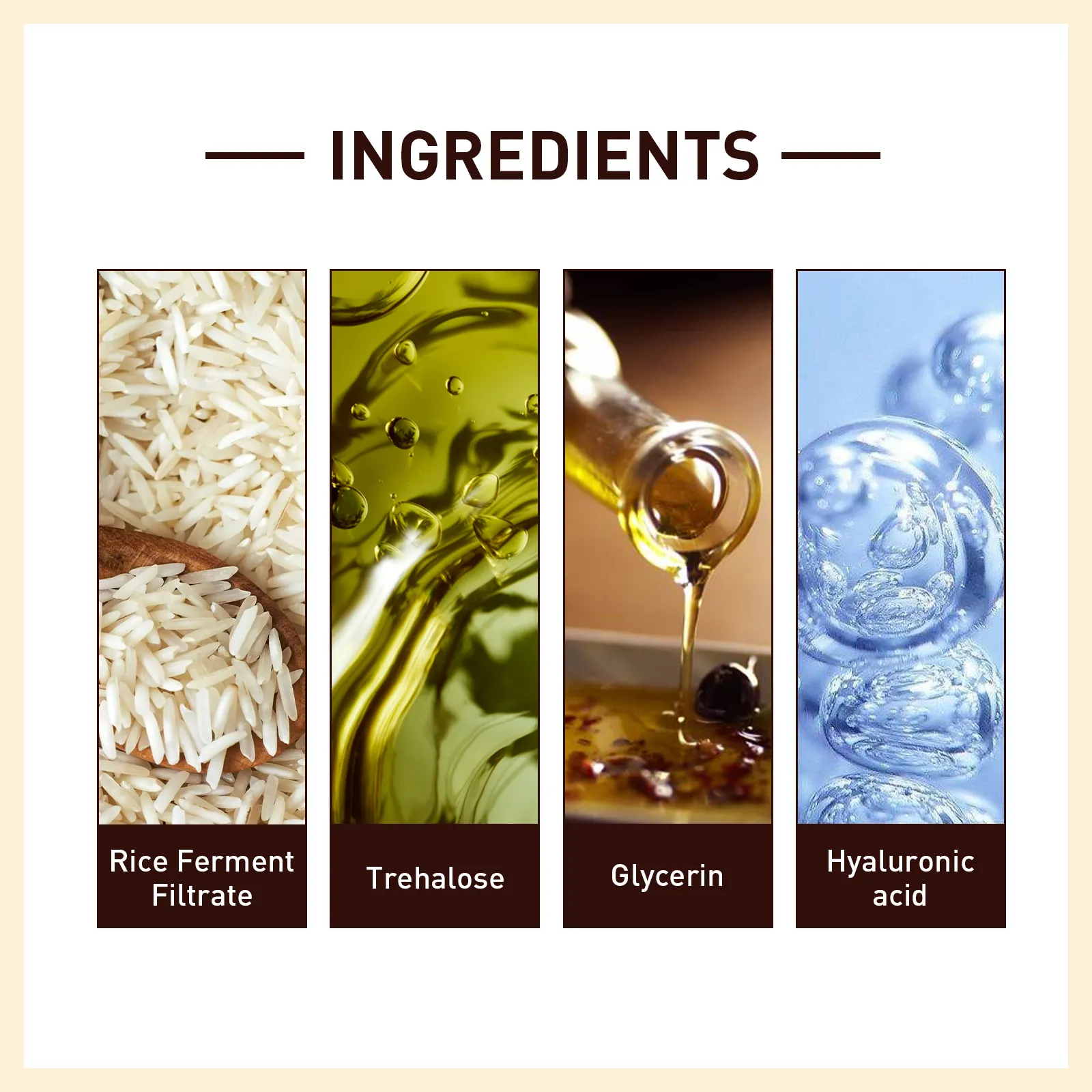 Private Label Hyaluronic Acid Face Serum Rice Smoothing Anti-Aging Whitening Firming Nourishing Anti-Cracking Repairing