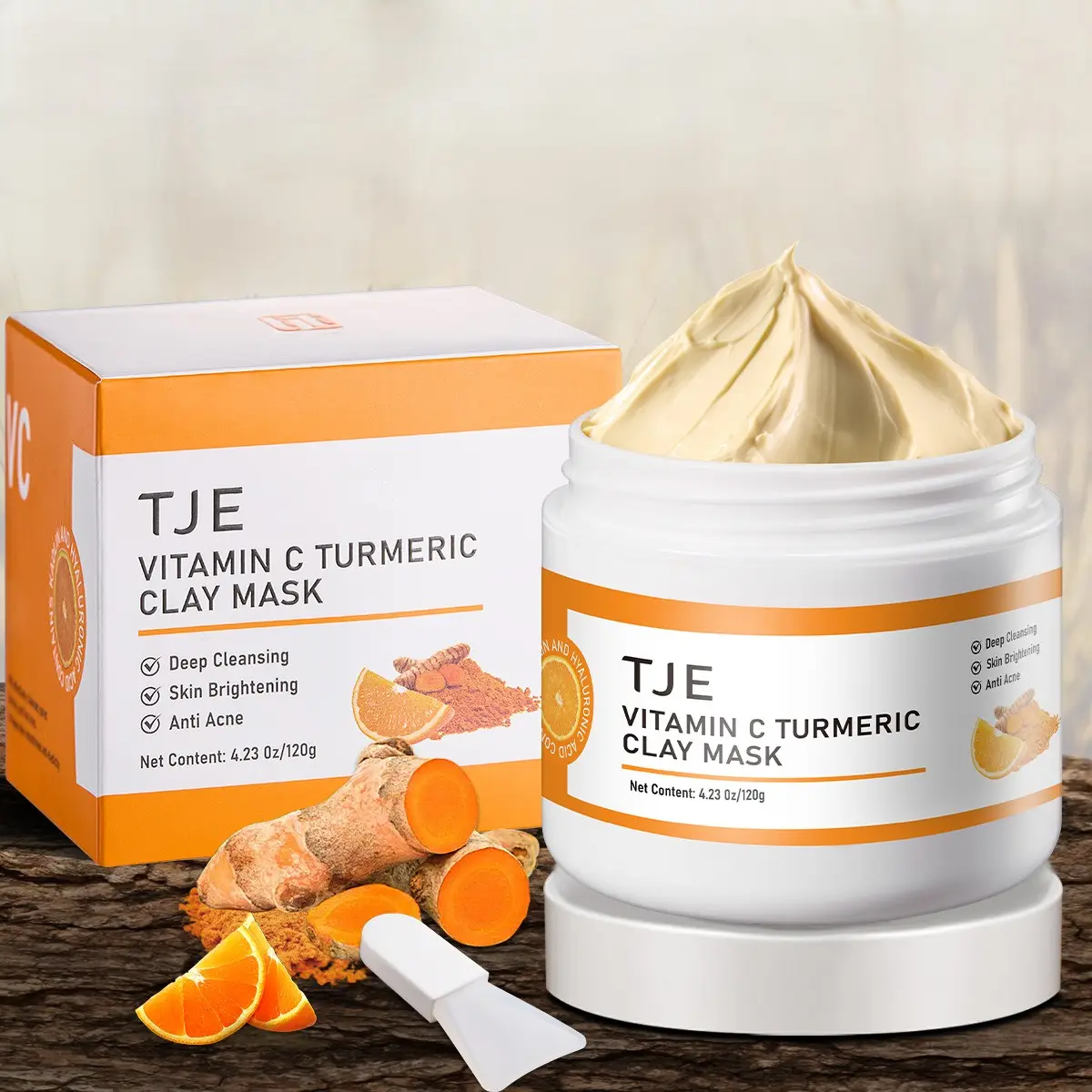 Wholesale Vitamin C Turmeric Natural Clay Mask Combat Dark Spots Dull Skin Blackheads Pore Cleansing Moisturizing Firming