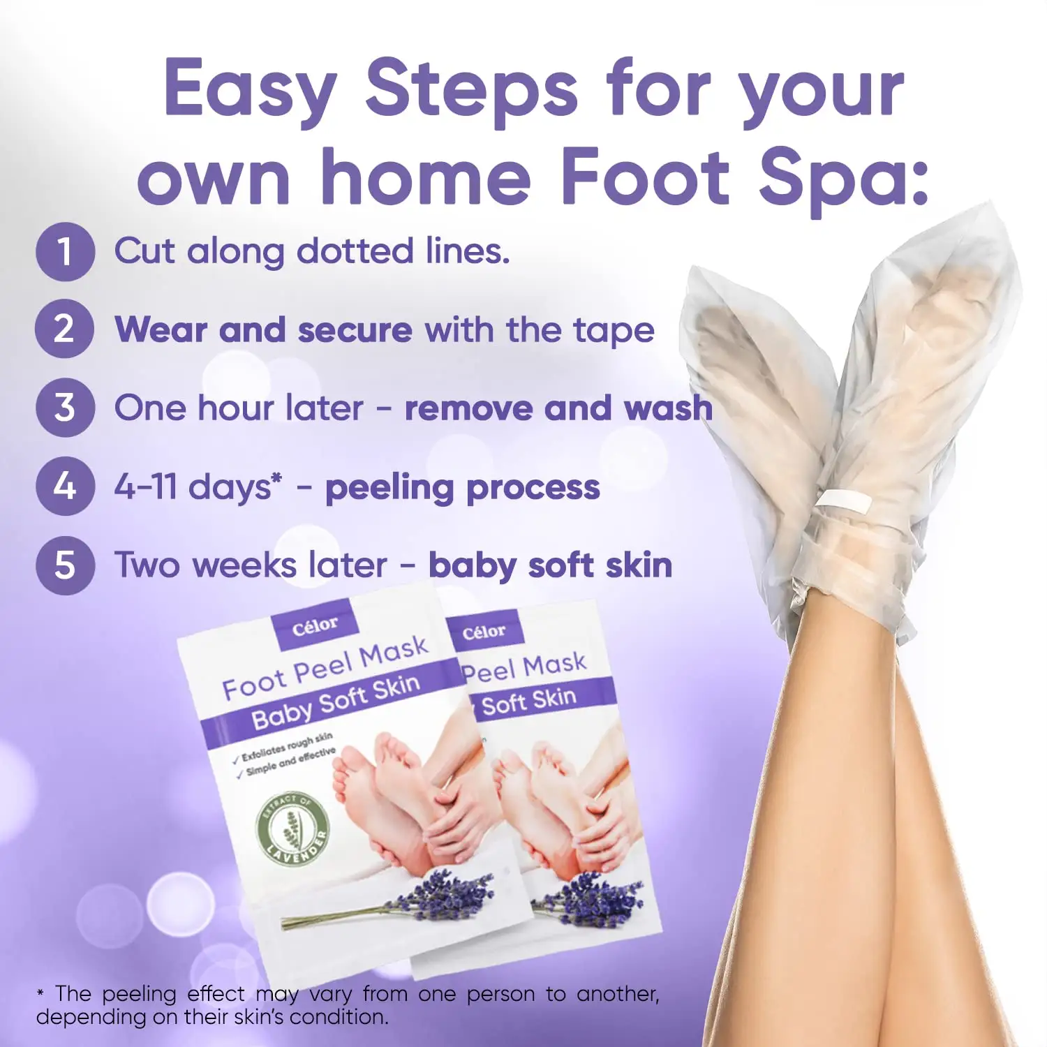 Herbal Foot Peeling Mask (3-pack) Exfoliating Peel off Calluses Dry Skin Cracked Heels for Smooth Moist Baby Skin for Adults