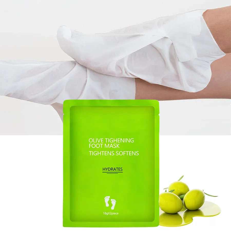 Private Label Olive Liquid Foot Mask Sheet Socks Exfoliating Peel for Deep Skin Care and Intensive Foot Care