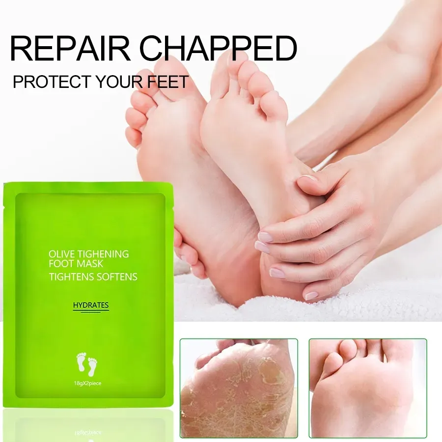 Private Label Olive Liquid Foot Mask Sheet Socks Exfoliating Peel for Deep Skin Care and Intensive Foot Care