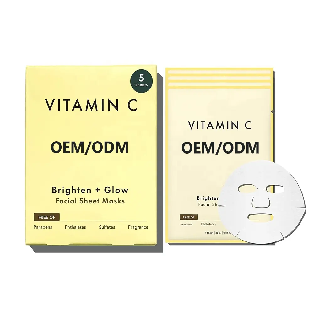 Vita Essential 10 Sheet Vitamin C Facial Mask Cotton Herbal Retinol Vegan Cruelty-Free Smoothing Tightening Toning Brightening