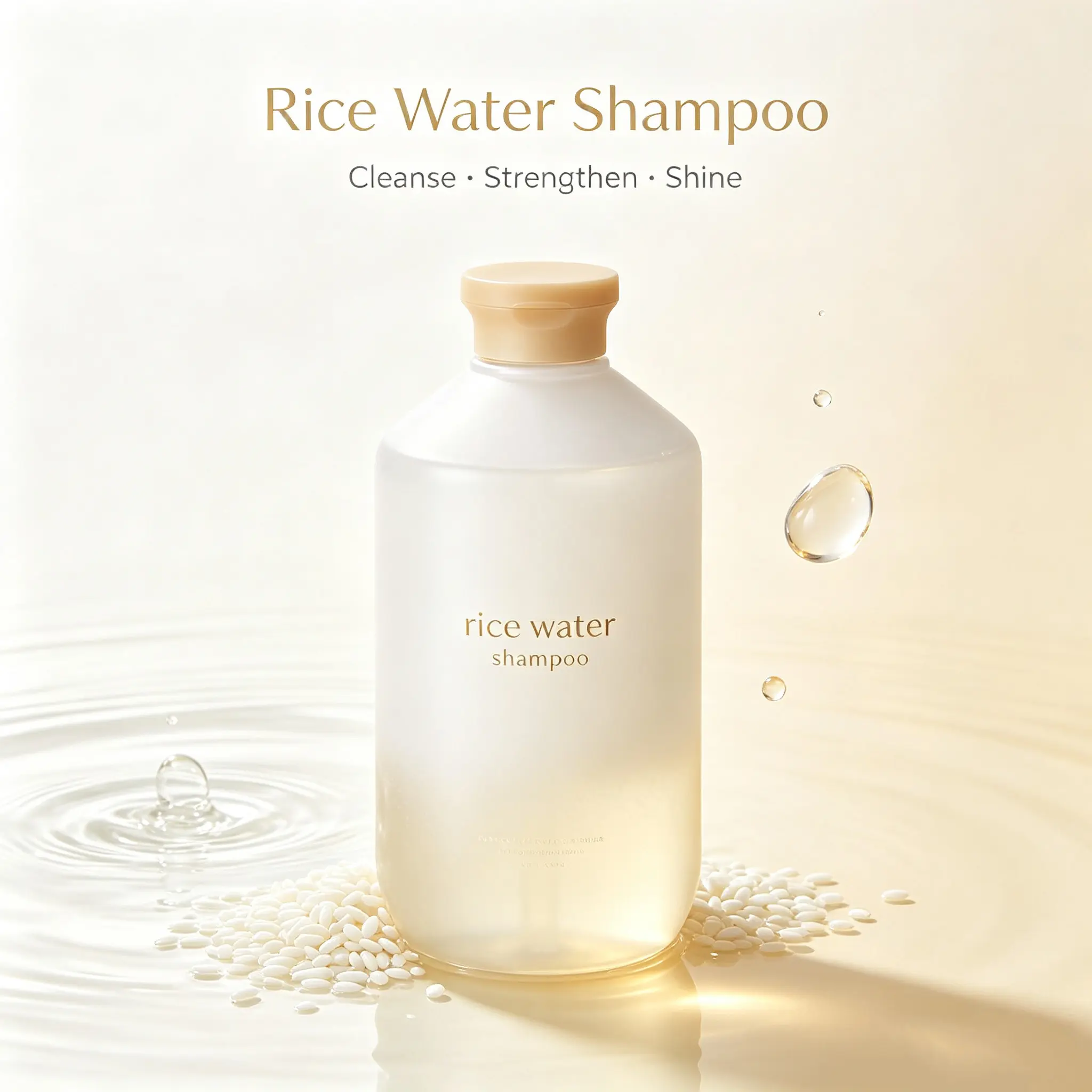Rice Water Shampoo, Gentle Cleansing Hair Shampoo for Strength, Softness and Natural Shine