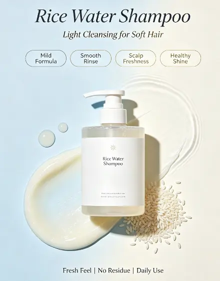 Private Label Rice Water Hair Care Set Promote Regrowth Improve Hair Loss Reduce Breakage Rosemary Shampoo and Conditioner