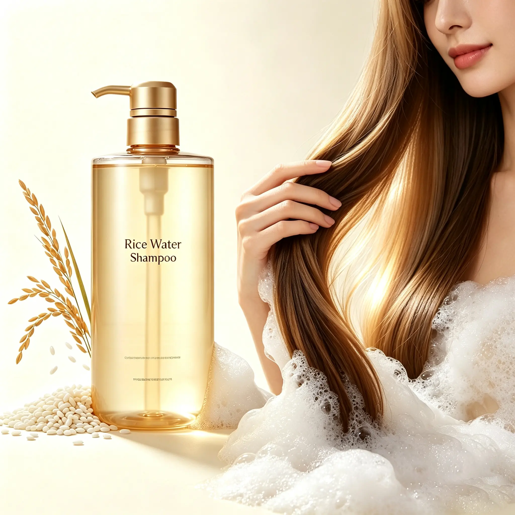 Hair Growth Rice Water Shampoo and Conditioner Infused with Biotin and Caffeine for Thinning Hair