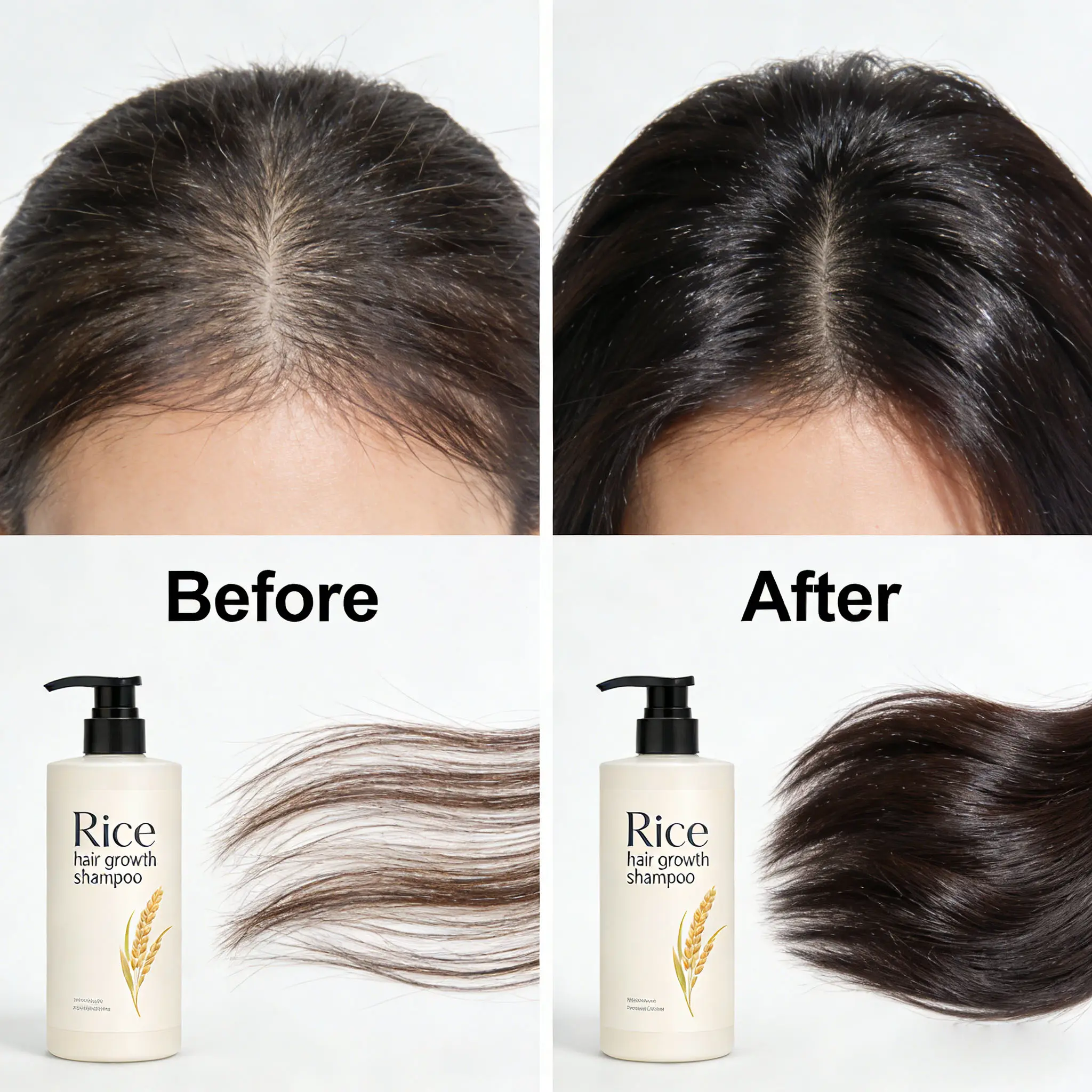 Private Label Rice Water Hair Growth Shampoo and Conditioner for Thick Hair