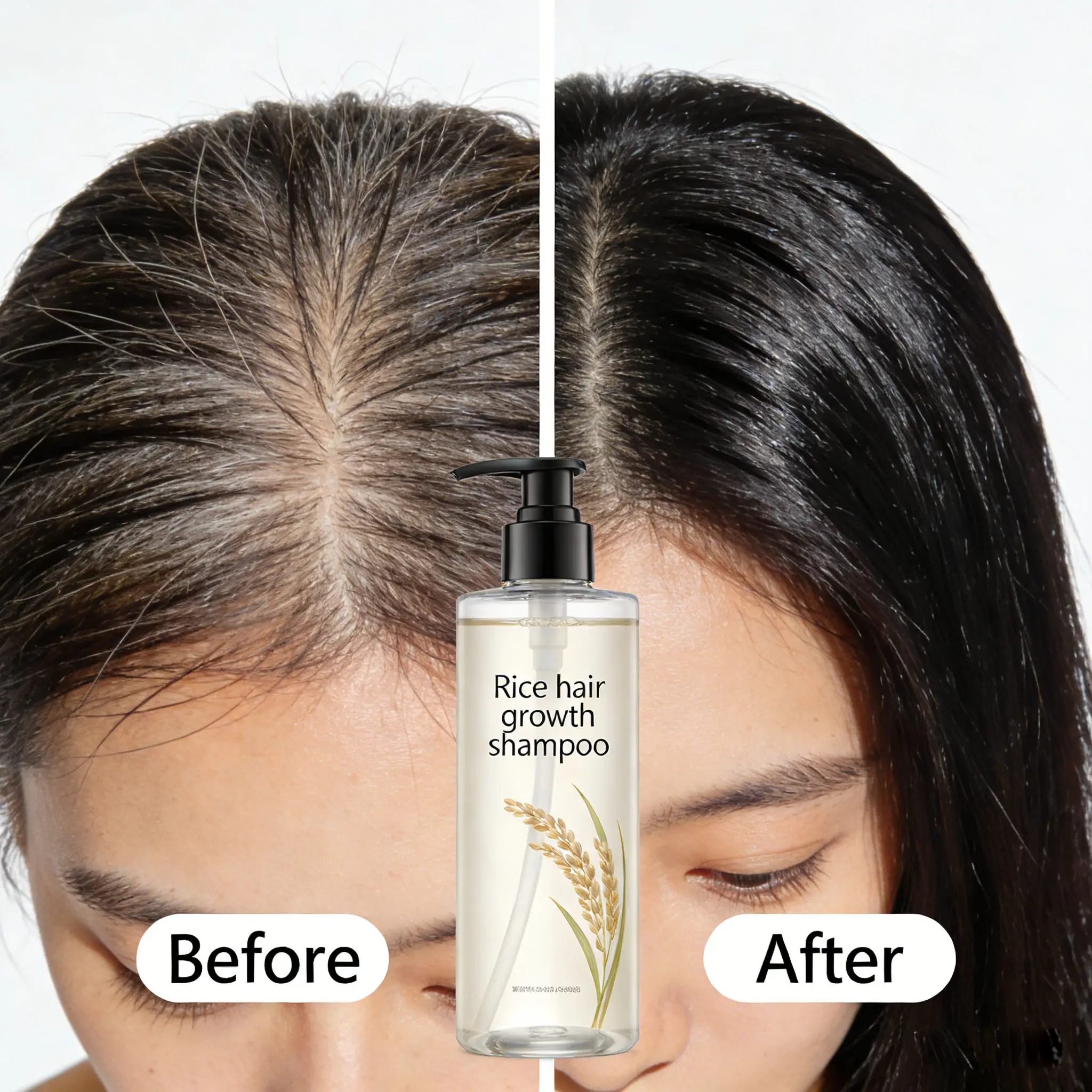 Private Label Rice Water Hair Growth Shampoo and Conditioner for Thick Hair
