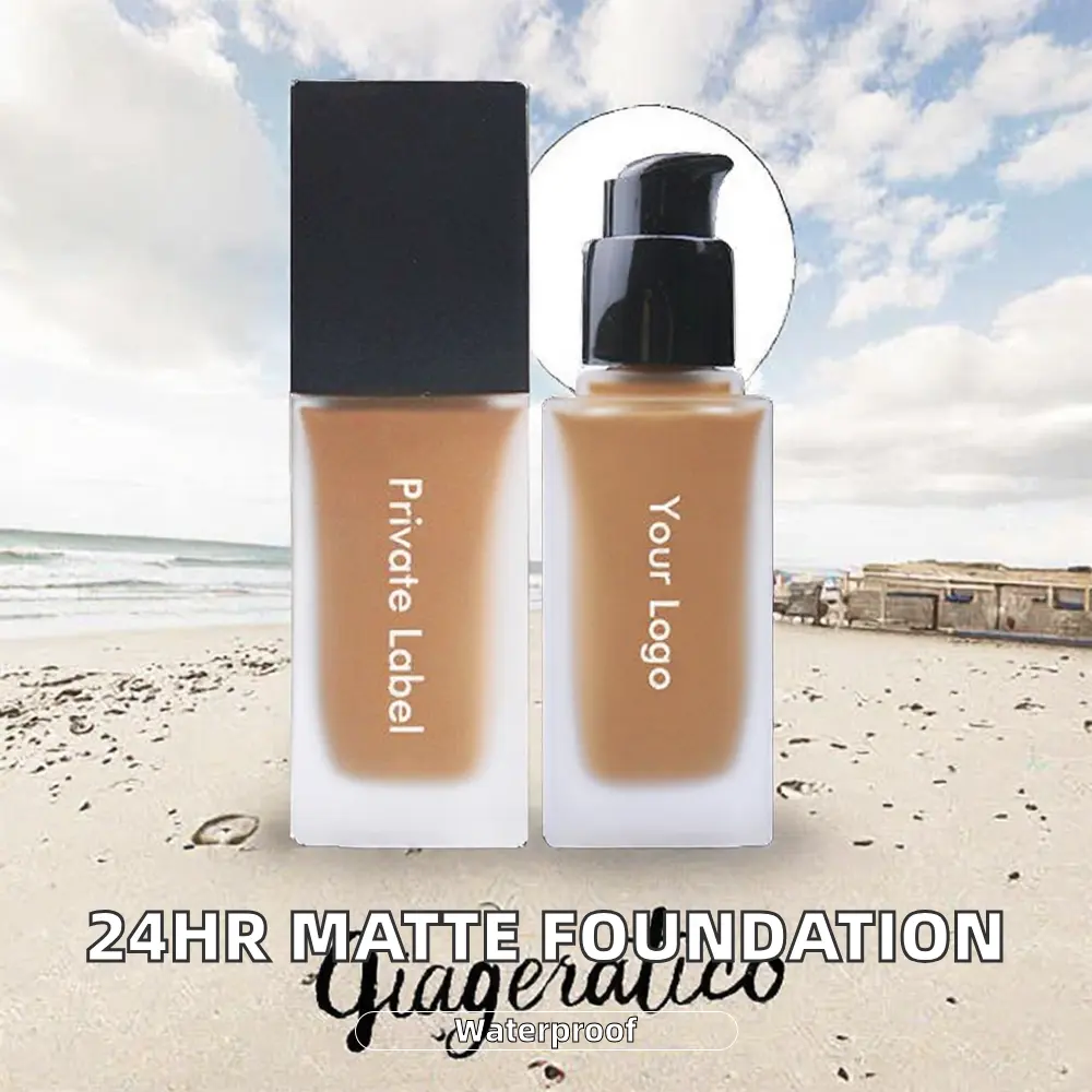 24 High Quality Vegan Liquid Foundation for Dark Skin Waterproof Matte Full Coverage Long-Lasting Cream Loose Powder Makeup