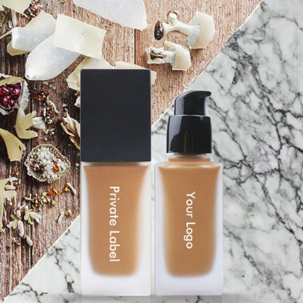 24 High Quality Vegan Liquid Foundation for Dark Skin Waterproof Matte Full Coverage Long-Lasting Cream Loose Powder Makeup