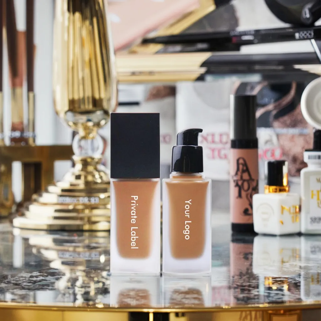 24 High Quality Vegan Liquid Foundation for Dark Skin Waterproof Matte Full Coverage Long-Lasting Cream Loose Powder Makeup