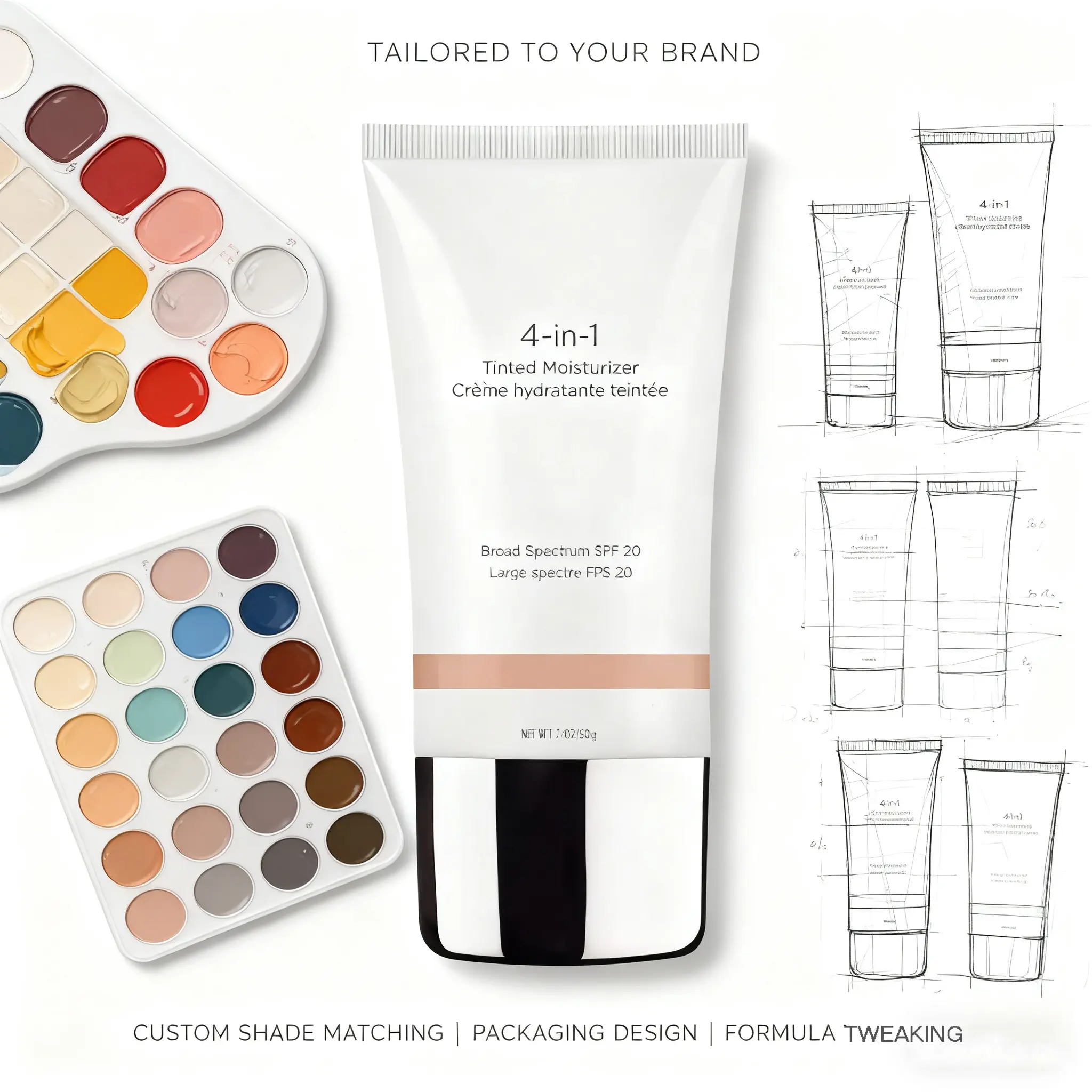 Private Label OEM Hyaluronic Acid Hydrating Oil Free Tinted Moisturizer Spf 30 50 Tinted Sunscreen