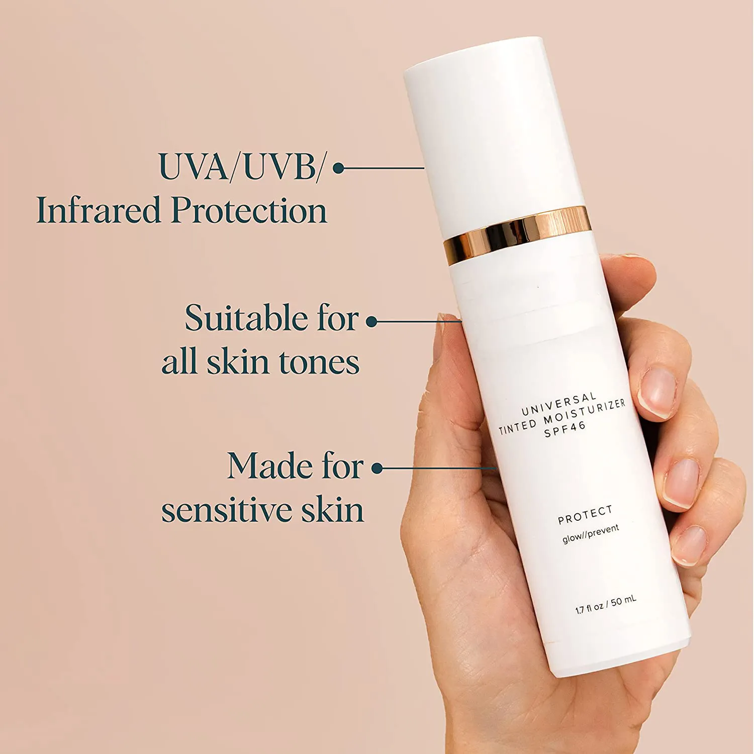 Anti-Aging Tinted Moisturizer with SPF 46 All-In-One Face Sunscreen and Foundation Protection Against UVA and UVB Rays