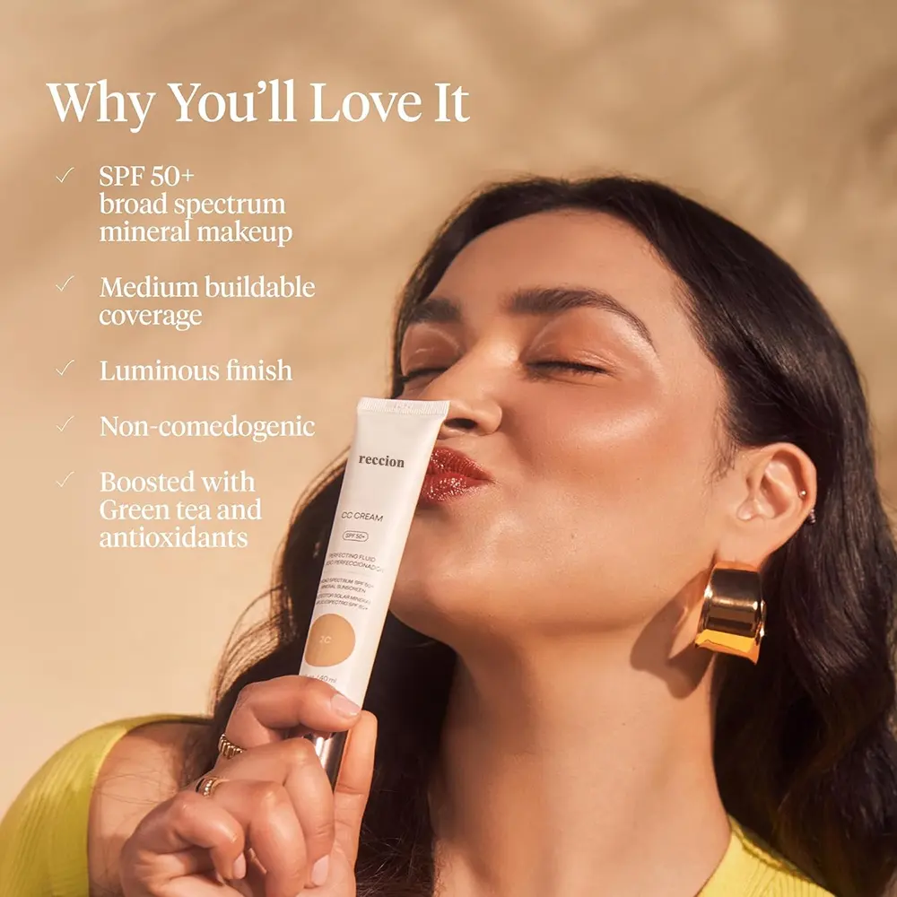SPF 50+100% Mineral Color Correcting Cream Medium Coverage Foundation Broad Spectrum Sunscreen for Face