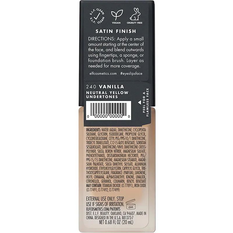 High Quality Private Label Waterproof Vegan Concealer Holding Makeup Whitening Liquid Foundation