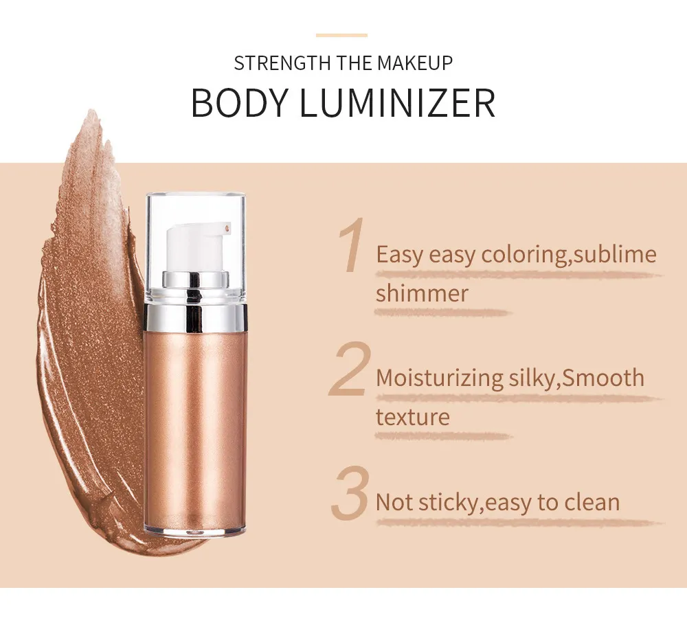New Arrival Legs Body Facial Luminizer Copper Color Liquid Highlighter Foundation Cream Concealer High Cover Makeup Base
