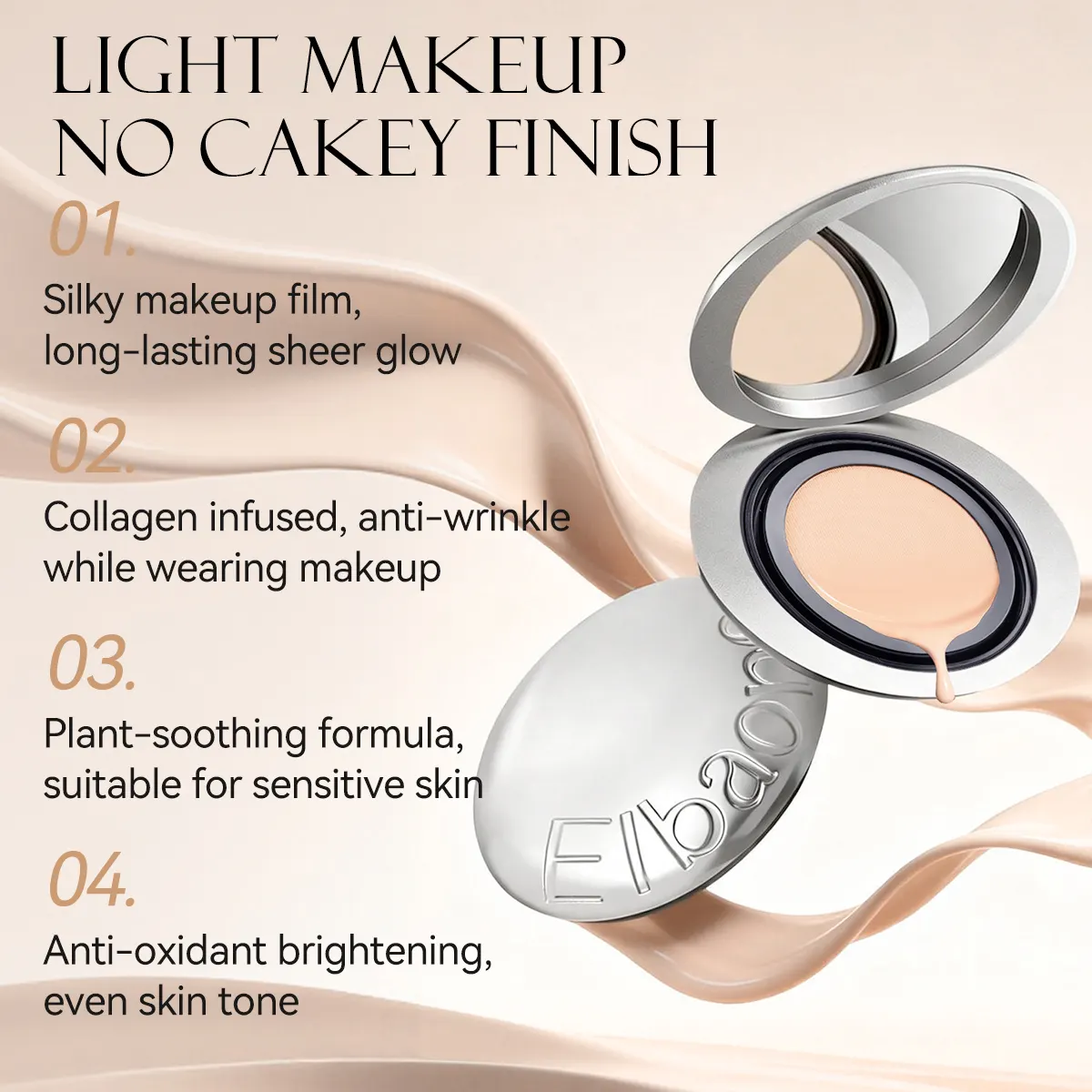 BEAUTY BONE BREATHABLE CUSHION CREAM HYDRATING LONG-WEARING Waterproof Oil-Control Sunscreen Stays Bright All Day SUITABLE for