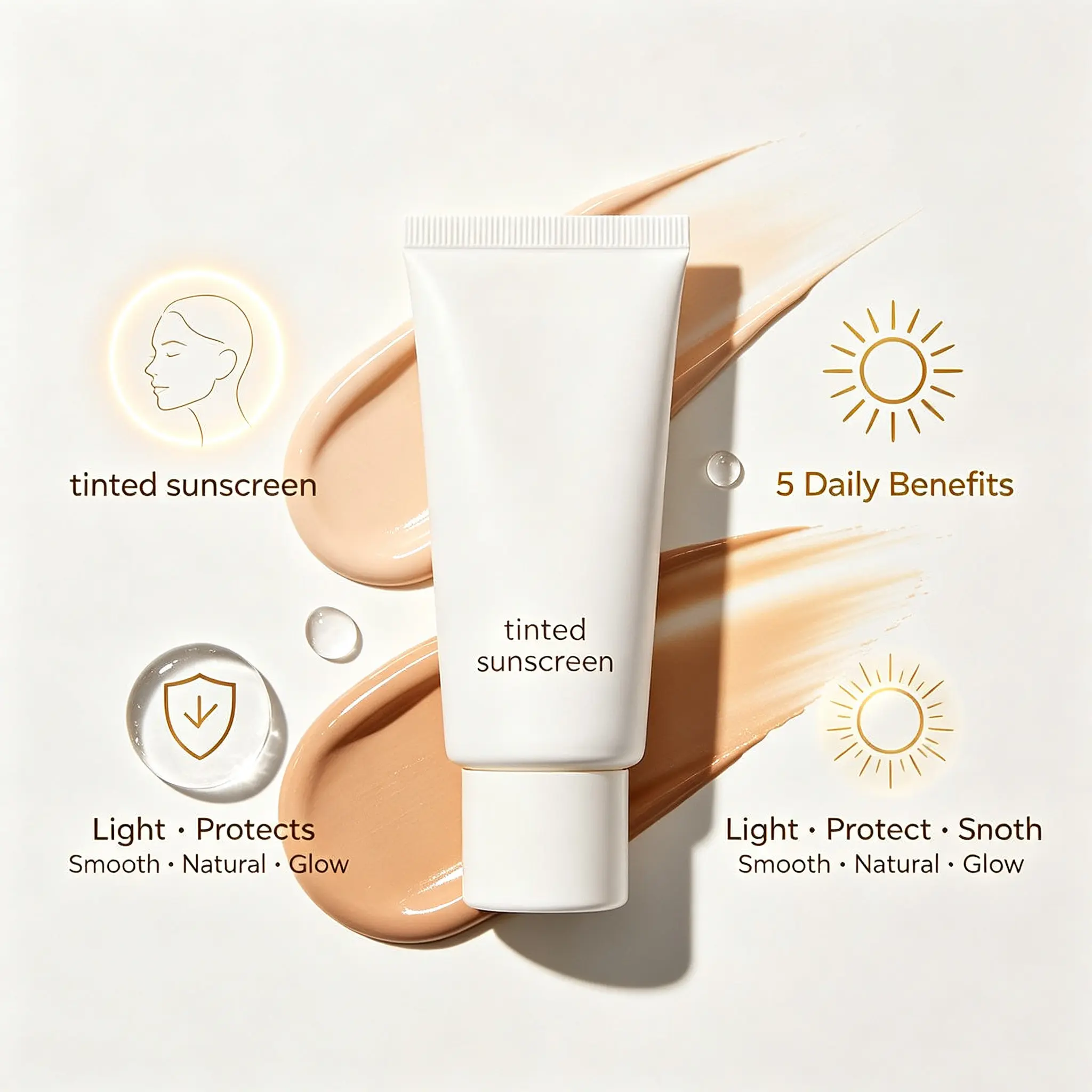 Tinted Sunscreen, Lightweight Daily Sunscreen with Natural Finish for Smooth Skin Protection