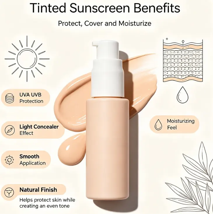 Tinted Sunscreen Oil-Free Anti-Aging Face Sunscreen with Natural Ingredients Private Label
