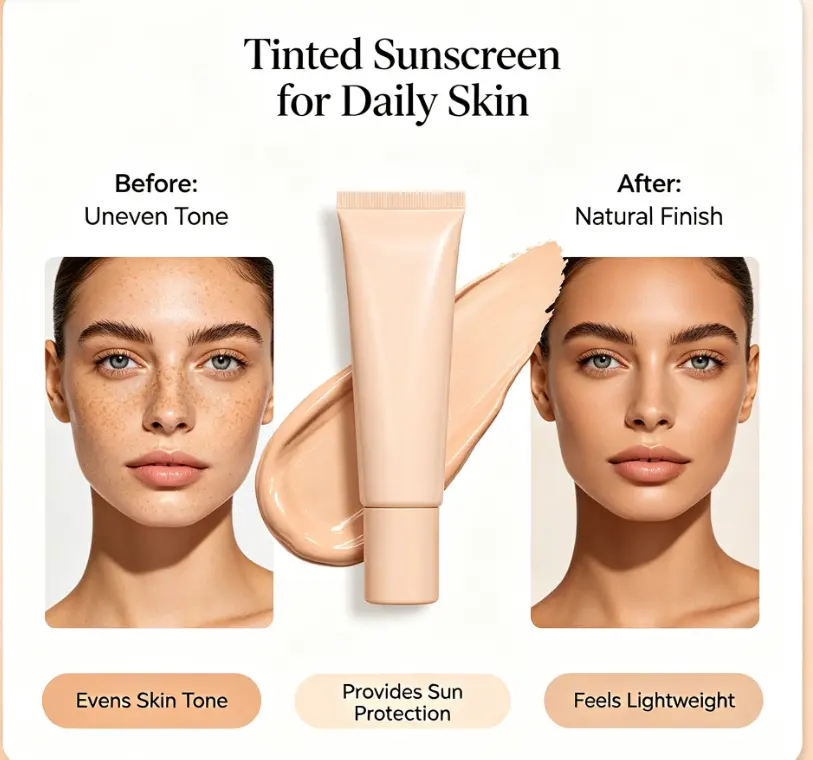 Tinted Sunscreen Oil-Free Anti-Aging Face Sunscreen with Natural Ingredients Private Label