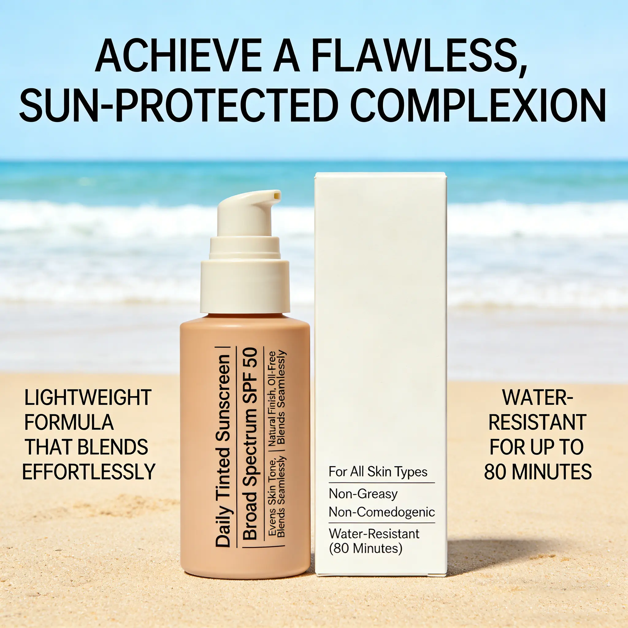 Natural Finish Tinted Sunscreen SPF 50 - Broad Spectrum & Non-Comedogenic for Daily Glow
