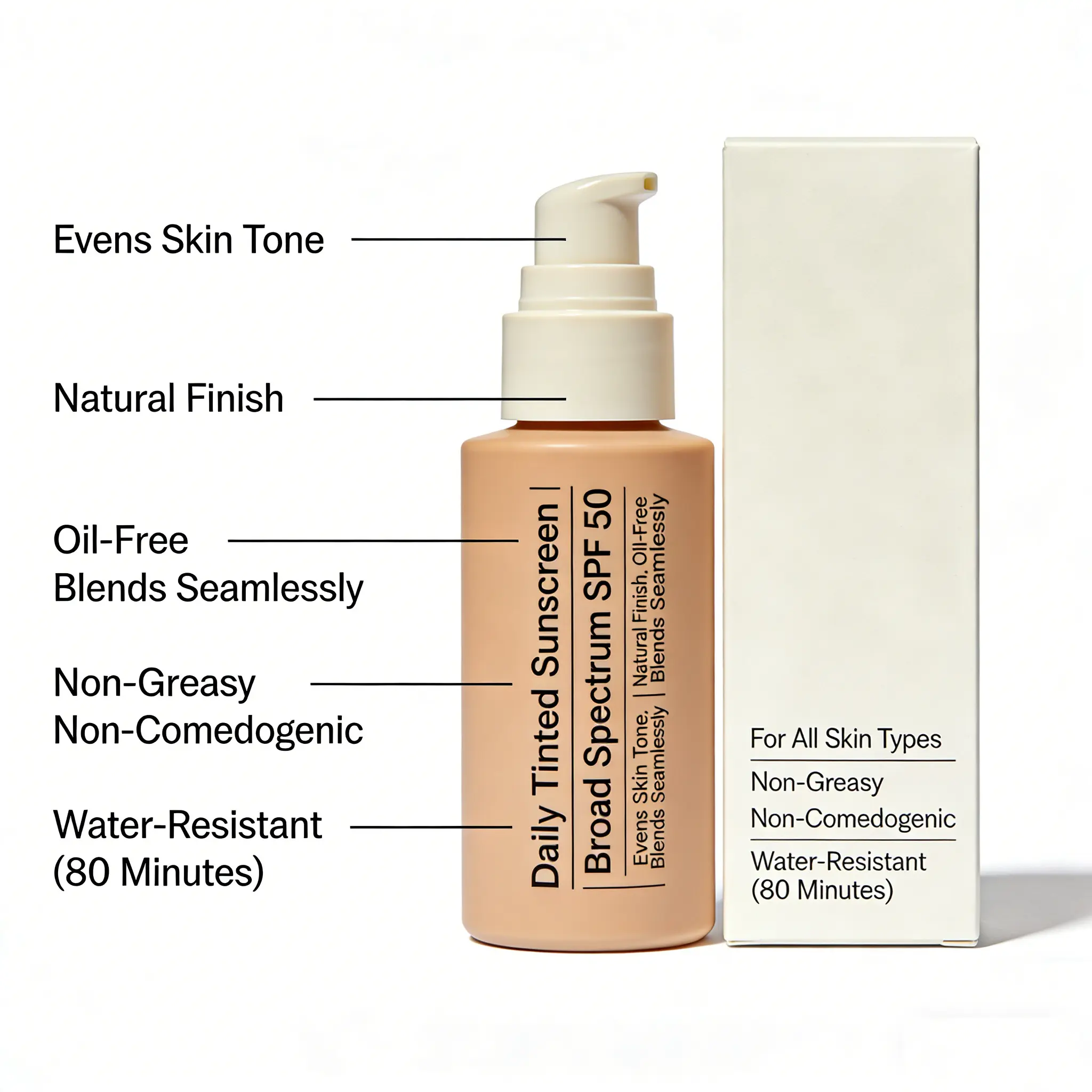 Natural Finish Tinted Sunscreen SPF 50 - Broad Spectrum & Non-Comedogenic for Daily Glow