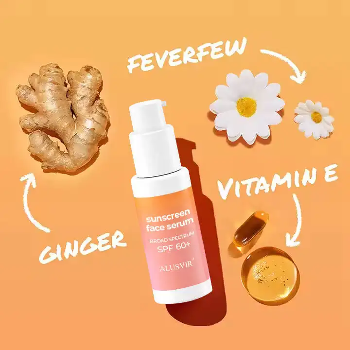 Wholesale Skin Face Invisible Daily Defense Sunscreen SPF 60+ Moisturizing Primer Serum with Hyaluronic Acid Liquid Makeup Base