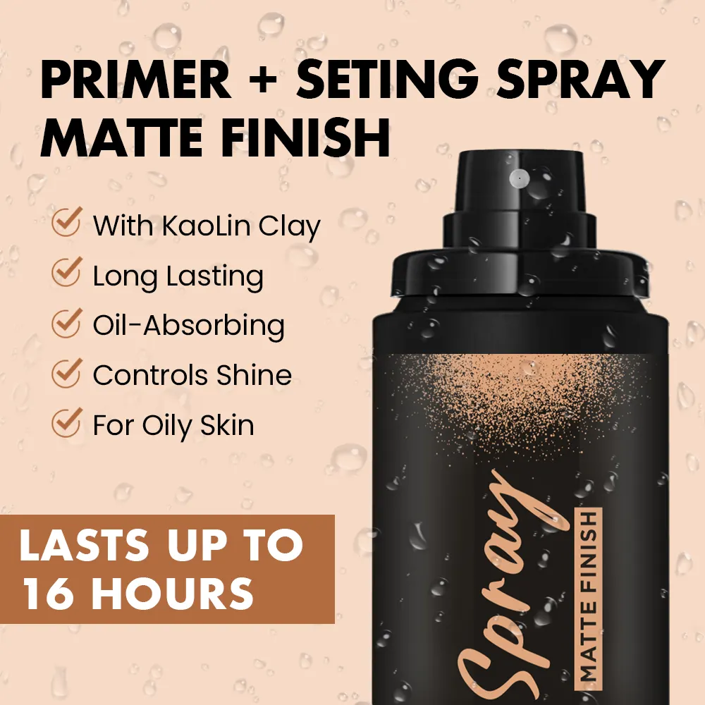 Cosmetics All Day Wear Long Lasting Matte Finish Makeup Primer and Mist Finishing Setting Spray Fix Waterproof for Oily Skin