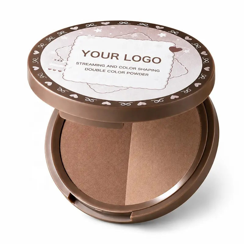 Customized Two-color Powder Compact OEM Cosmetic Brand Manufacturer High-end Fine Matte Setting Powder Private Label