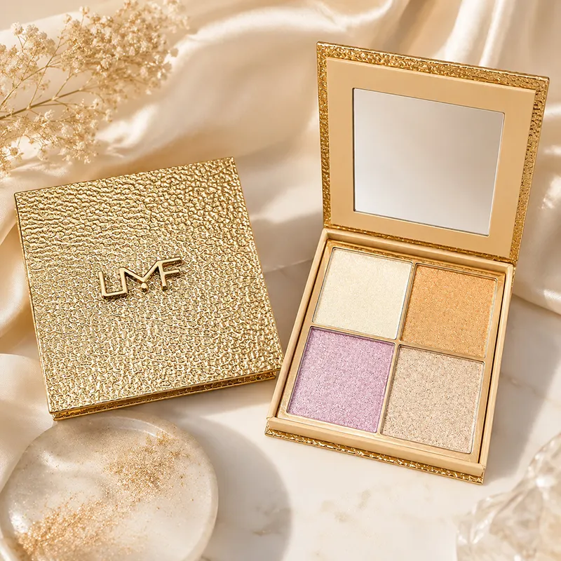 Custom Highlighter Pressed Powder Palette OEM Cosmetics Manufacturer High-quality 4-color Pearlescent High Pigmented Private