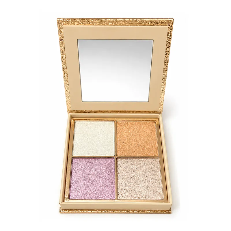 Custom Highlighter Pressed Powder Palette OEM Cosmetics Manufacturer High-quality 4-color Pearlescent High Pigmented Private